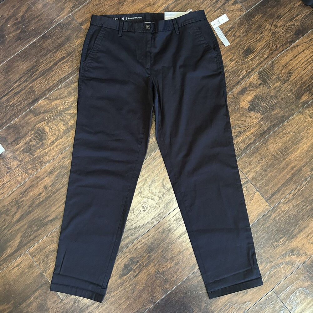 NWT Talbots Womens Size 6 Black Relaxed Chino Ankle Pants